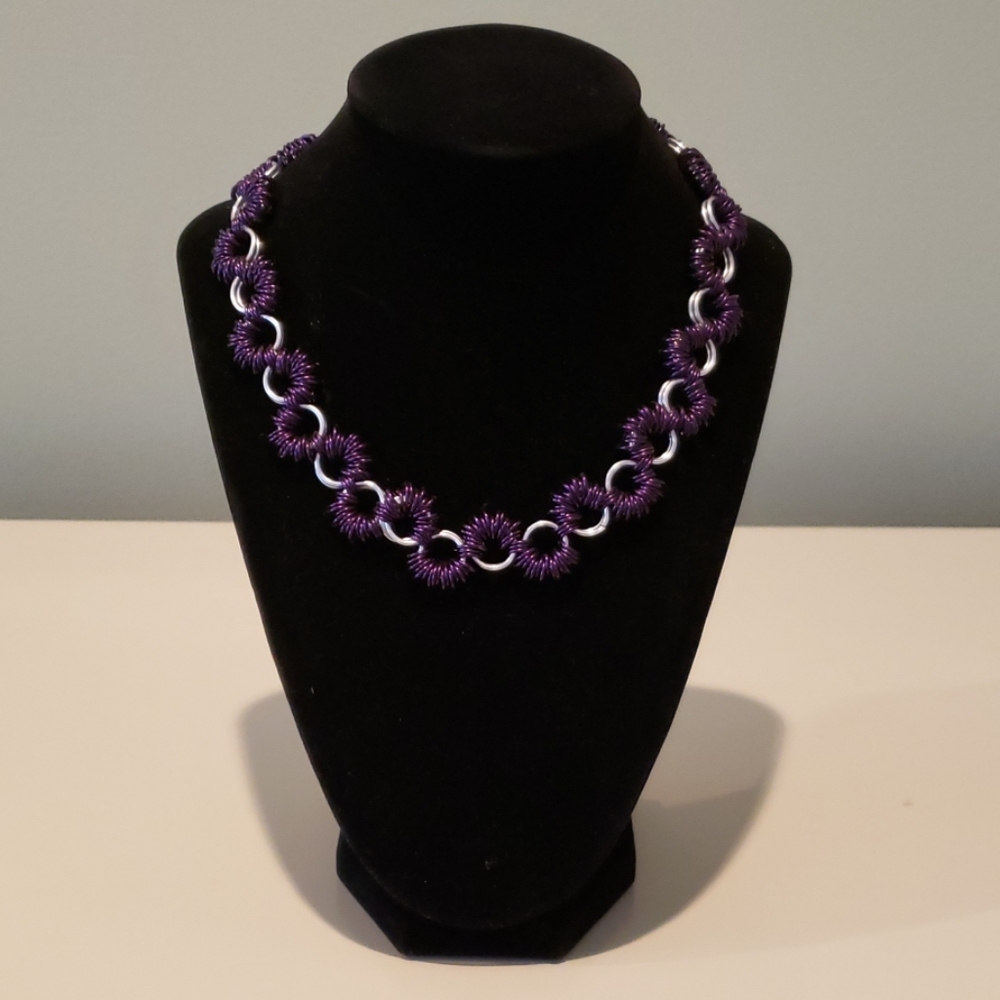 Purple and silver chain necklace